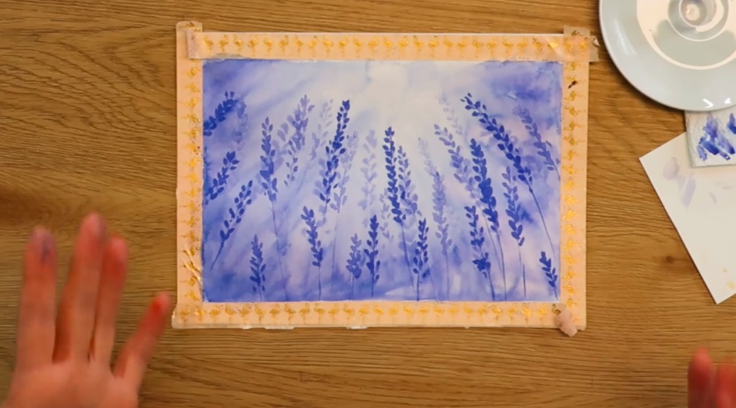 Aquarellmalerei Blume Lavendel malen